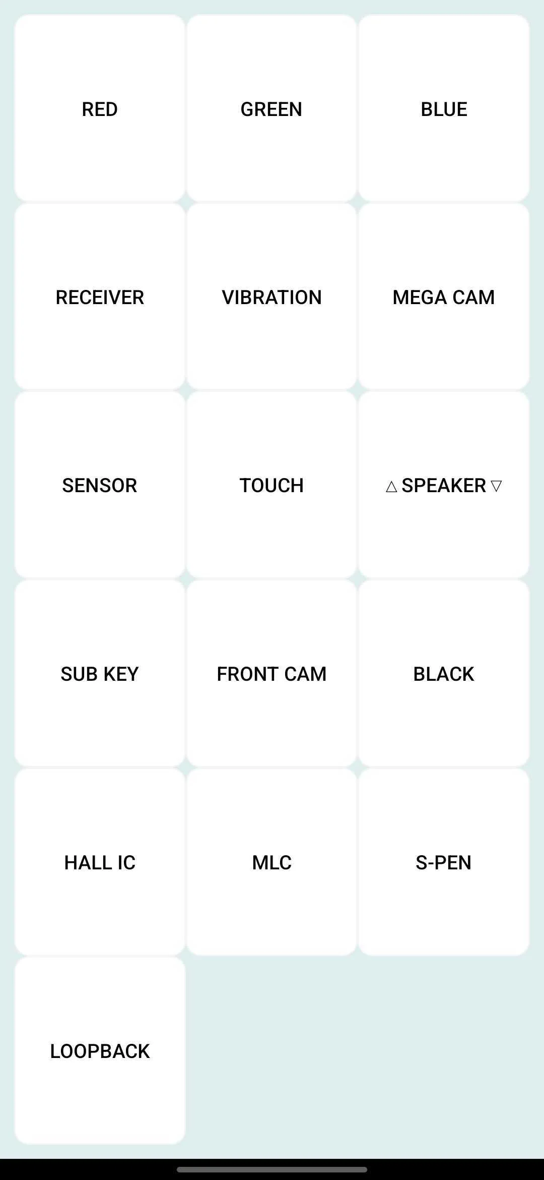 Menu tổng quát khi nhập *#0*#