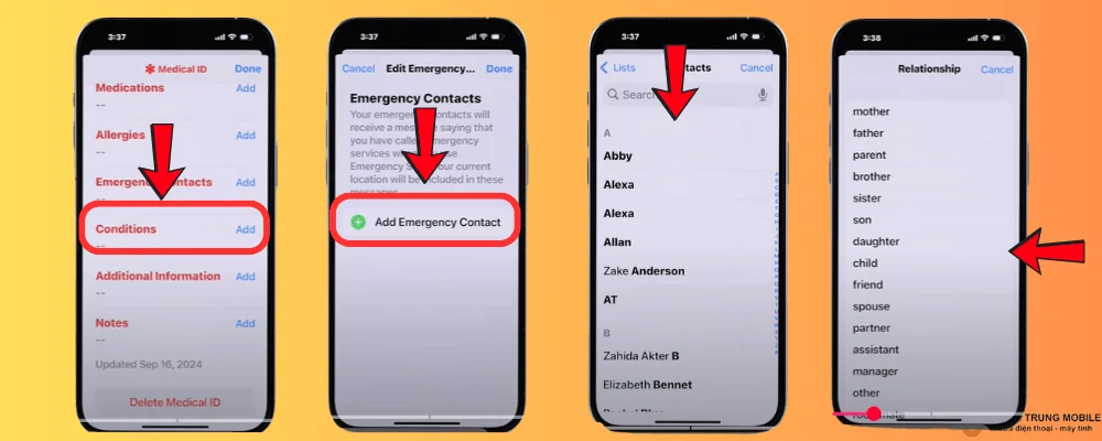 Thêm liên hệ khẩn cấp trên iPhone
