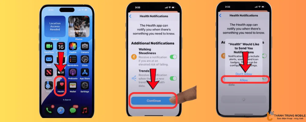 Thiết lập app Health