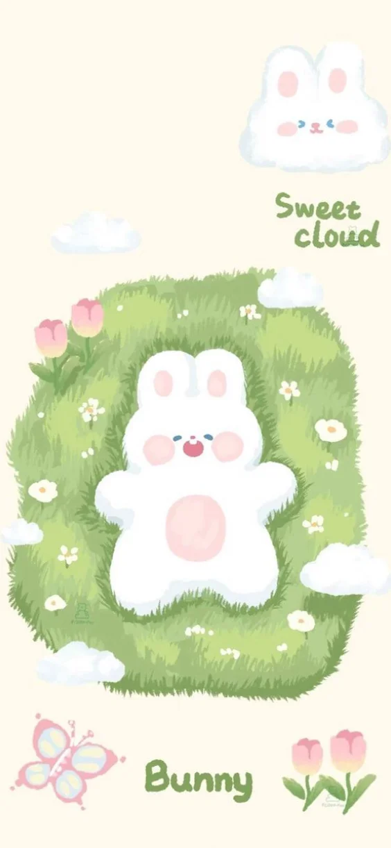 Hình nền thỏ cute trên cỏ