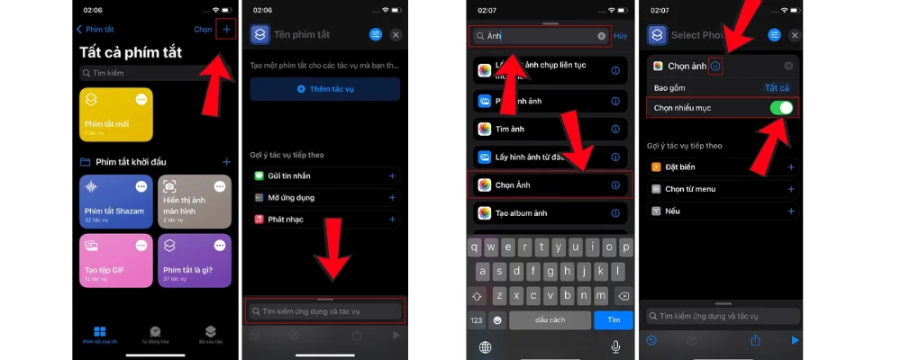 Tìm kiếm chuyển ảnh thành PDF trong phím tắt