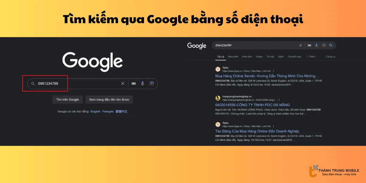Tìm kiếm qua Google bằng số điện thoại