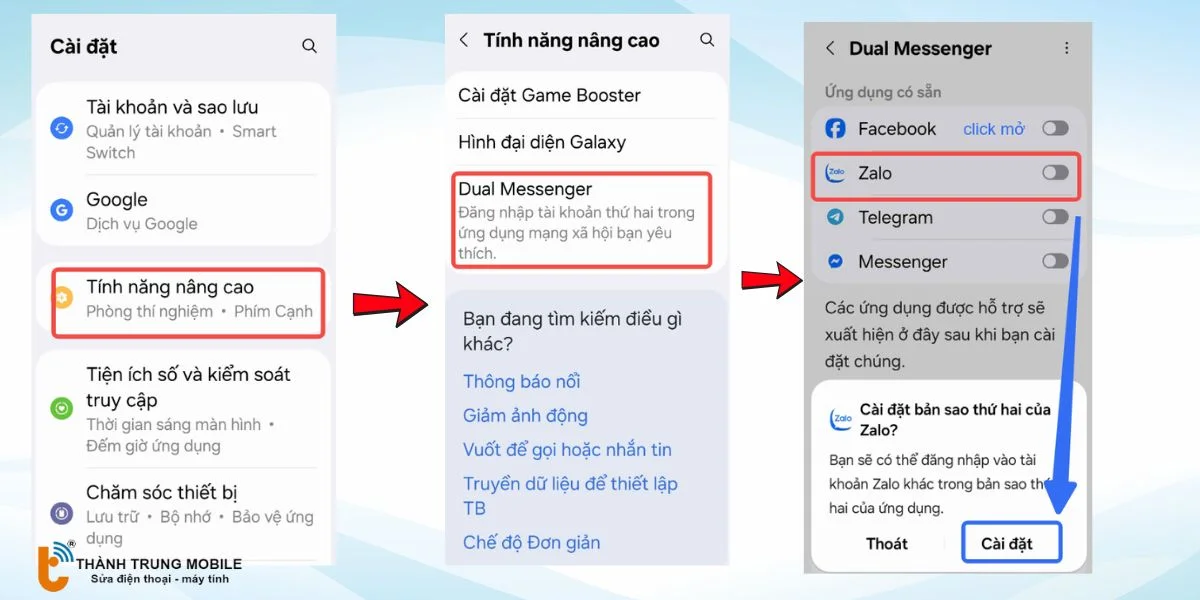  Tính năng Dual Messenger để tạo ứng dụng Zalo thứ 2