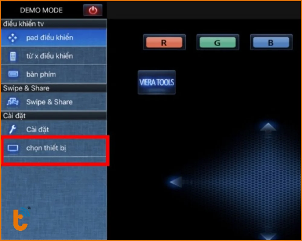 Trong mục Thiết bị, chọn đúng tên tivi Panasonic bạn muốn liên kết