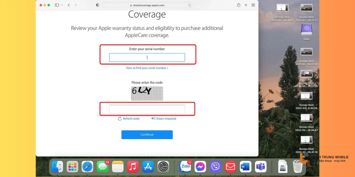 Truy cập vào trang Check Coverage của Apple 