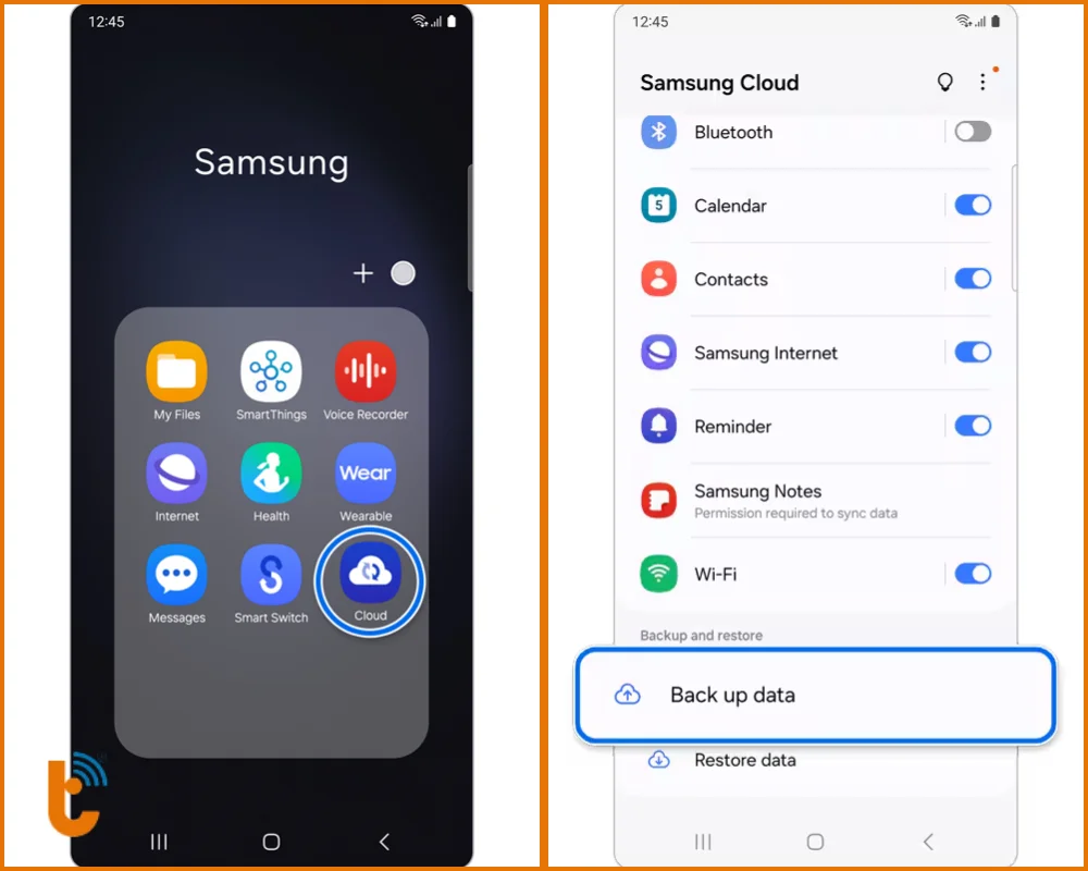 Vào Samsung Cloud và chọn Sao lưu dữ liệu