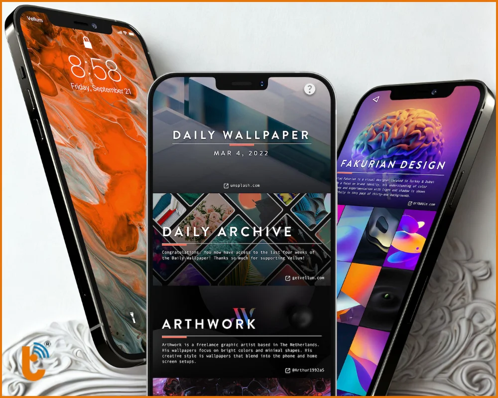 Vellum nổi tiếng với những bộ sưu tập hình nền phong cảnh và trừu tượng