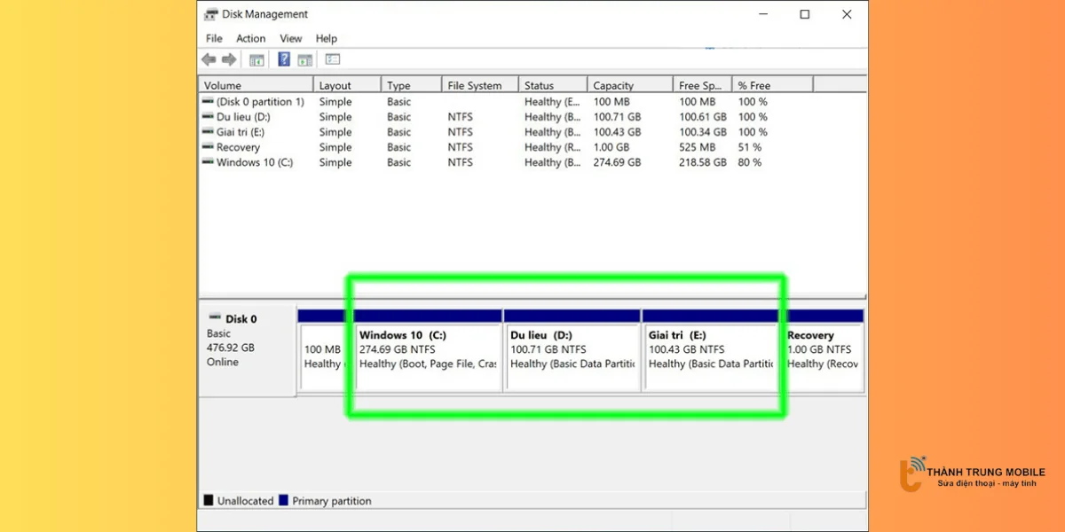 Xác định các ổ đĩa cần gộp