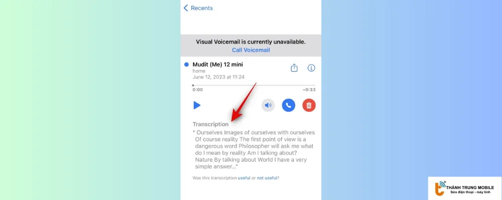 Xem lại trong Tab thư thoại