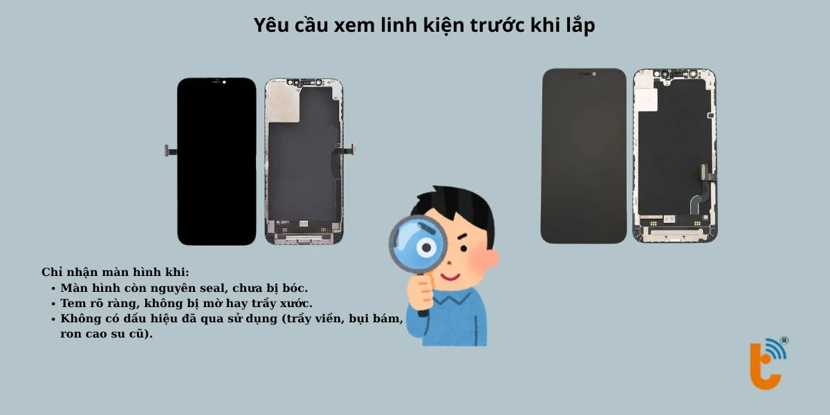 Yêu cầu xem màn hình thay thế trước khi lắp