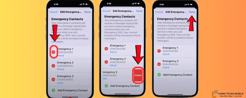 Xóa liên hệ khẩn cấp trên iPhone