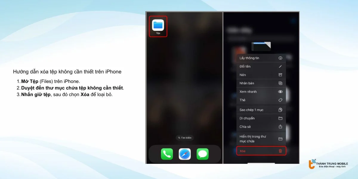 Cách xóa tệp trên iPhone 